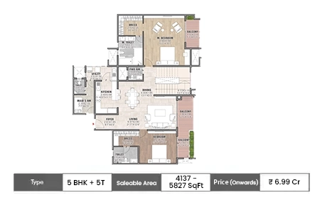 5 BHK + 5T	4137-5827 SqFt